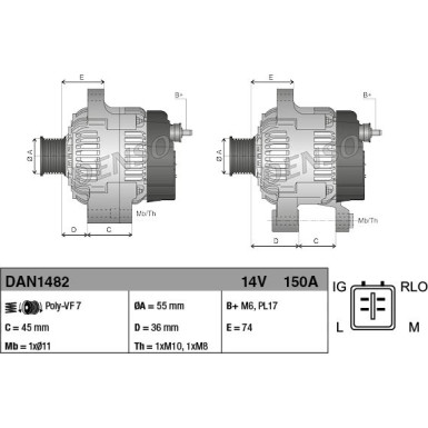 DENSO Generator DAN1482 DENSO Generator DAN1482