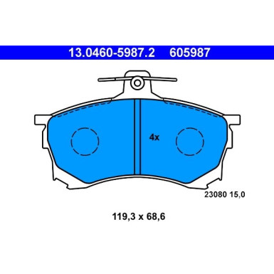 Bremsbelagsatz Mitsubishi P. Carisma 1.6/1.9 Td 95-06 13.0460-5987.2 Bremsbelagsatz Mitsubishi P. Carisma 1.6/1.9 Td 95-06 13.0460-5987.2