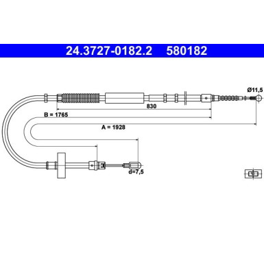 Seilzug, Feststellbremse 24.3727-0182.2 Seilzug, Feststellbremse 24.3727-0182.2