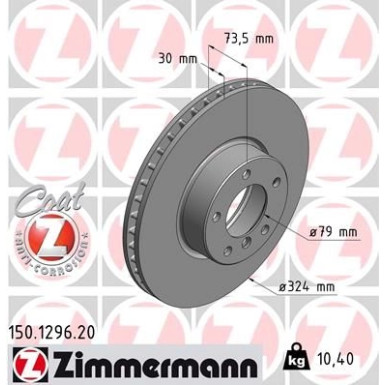 ZIMMERMANN Bremsscheibe 150.1296.20 Coat Z ZIMMERMANN Bremsscheibe 150.1296.20 Coat Z