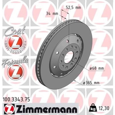 ZIMMERMANN Bremsscheibe 100.3343.75 Formula Z