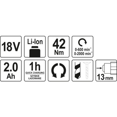 Akku-Schrauber Typ3 18V Max 42Nm 2000 1/Min Im Koffer Inkl. 1X2,0 Ah Li-Ion B÷rstenlos YT-82794 Akku-Schrauber Typ3 18V Max 42Nm 2000 1/Min Im Koffer Inkl. 1X2,0 Ah Li-Ion B÷rstenlos YT-82794
