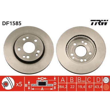 Bremsscheibe Db P. W124/W201 84-96 DF1585