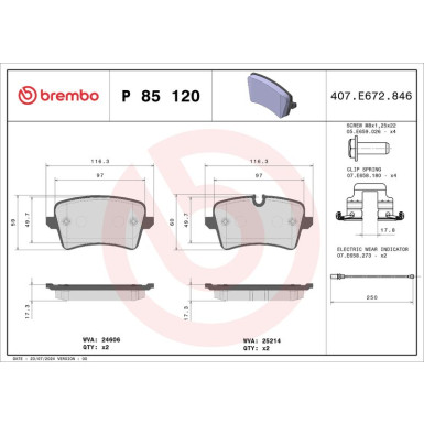 BREMBO Bremsklötze HA P 85 120 BREMBO Bremsklötze HA P 85 120