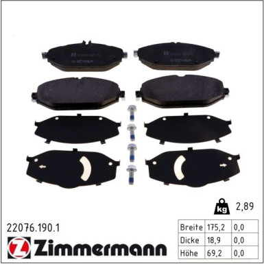 ZIMMERMANN Bremsbeläge 22076.190.1 ZIMMERMANN Bremsbeläge 22076.190.1