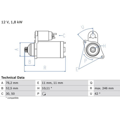 Starter AUDI,SEAT,SKODA,VW 0 986 016 980 Starter AUDI,SEAT,SKODA,VW 0 986 016 980