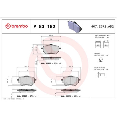 BREMBO Bremsklötze HA P 83 182 BREMBO Bremsklötze HA P 83 182
