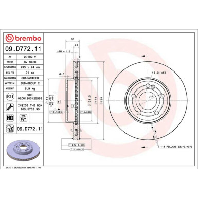 Bremsscheibe VA MERCEDES A, B-Klasse 18 PRIME LINE - UV Coated 09.D772.11 Bremsscheibe VA MERCEDES A, B-Klasse 18 PRIME LINE - UV Coated 09.D772.11