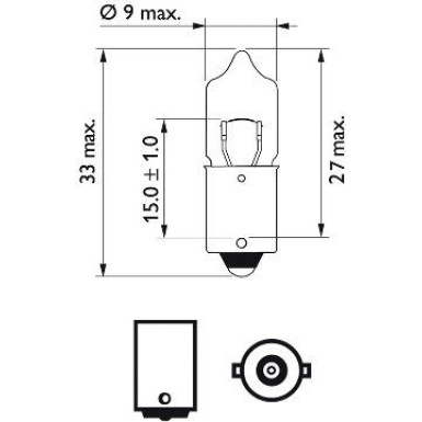 H20W 12V 10W BA9s Lampe 12025CP