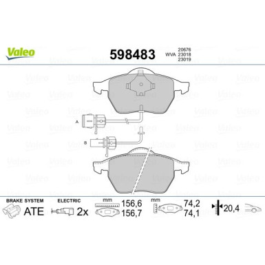 VALEO Bremsbeläge 598483 VALEO Bremsbeläge 598483