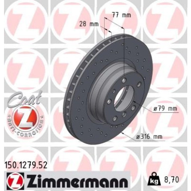 11 481 025 Sport Bremsscheibe VA Sport 150.1279.52 11 481 025 Sport Bremsscheibe VA Sport 150.1279.52