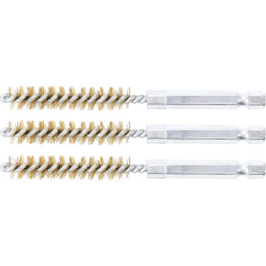 BGS Messingbürste 9 mm Antrieb Außensechskant 6,3 mm (1/4 ) 3-tlg 3078-9-M