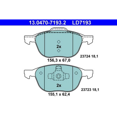 Bremsbelagsatz Ford P. C-Max/Focus/Kuga/Transit 04-Keramik ATE Ceramic 13.0470-7193.2