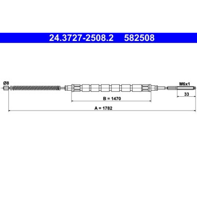 ATE Handbremsseil Seilzug Festellbremse 24.3727-2508.2 ATE Handbremsseil Seilzug Festellbremse 24.3727-2508.2