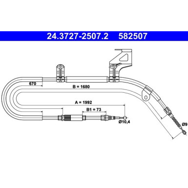 ATE Handbremsseil Seilzug Festellbremse 24.3727-2507.2 ATE Handbremsseil Seilzug Festellbremse 24.3727-2507.2
