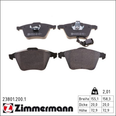 ZIMMERMANN Bremsbeläge 23801.200.1 ZIMMERMANN Bremsbeläge 23801.200.1