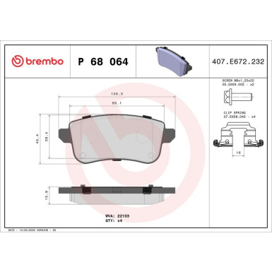 BREMBO Bremsklötze HA RENAULT Grand Scenic 09 PRIME LINE P 68 064