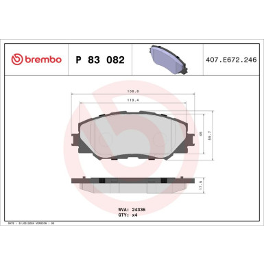 BREMBO Bremsklötze VA P 83 082 BREMBO Bremsklötze VA P 83 082