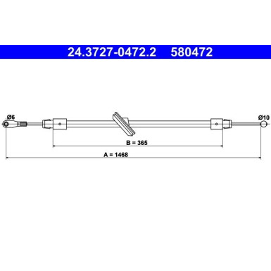 ATE Handbremsseil Seilzug Festellbremse 24.3727-0472.2 ATE Handbremsseil Seilzug Festellbremse 24.3727-0472.2