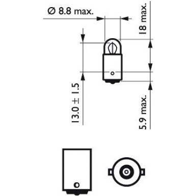T2W 12V.2W.BA9s Lampe 12913CP