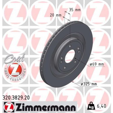 ZIMMERMANN Bremsscheibe 320.3829.20 ZIMMERMANN Bremsscheibe 320.3829.20