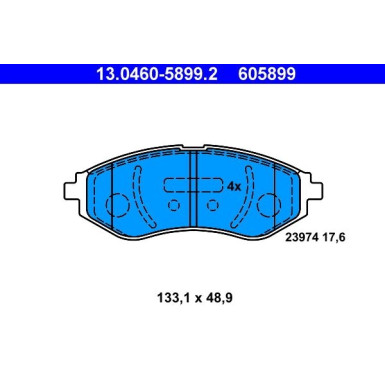 Bremsbelagsatz Chevrolet P. Aveo/Kalos 1.2-1.5 04 13.0460-5899.2 Bremsbelagsatz Chevrolet P. Aveo/Kalos 1.2-1.5 04 13.0460-5899.2