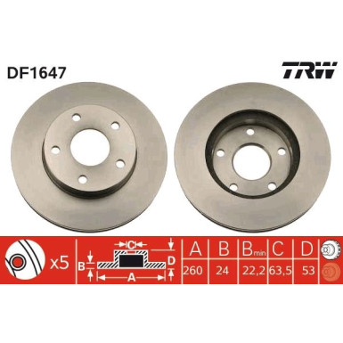 TRW Bremsscheibe DF1647 TRW Bremsscheibe DF1647