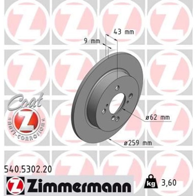 ZIMMERMANN Bremsscheibe 540.5302.20 Coat Z ZIMMERMANN Bremsscheibe 540.5302.20 Coat Z
