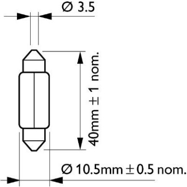 Festoon T10,5x43 12V/10W SV8,5 SB2 PHILIPS Vison 12866B2