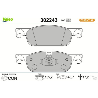 VALEO Bremsbeläge 302243 ESSENTIAL VALEO Bremsbeläge 302243 ESSENTIAL