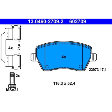 Bremsbelagsatz Renault P. Clio 05-/Kangoo 08- Ko A 14/Swift/Micra/Note/Db Citan/Dokker/Duster/Logan/Lodgy/Thalia 13.0460-2709.2 Bremsbelagsatz Renault P. Clio 05-/Kangoo 08- Ko A 14/Swift/Micra/Note/Db Citan/Dokker/Duster/Logan/Lodgy/Thalia 13.0460-2709.2