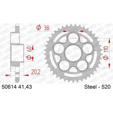 AFAM Kettenrad STAHL 41 Zähne 50614-41 AFAM Kettenrad STAHL 41 Zähne 50614-41