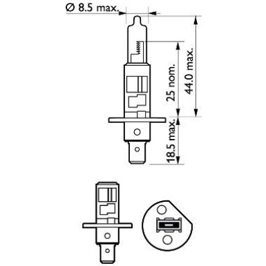 H1 12V 55W P14,5s LongLife EcoVision 2 Stück Philips 12258LLECOS2