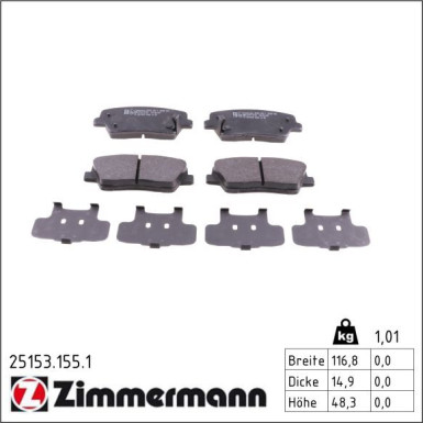 ZIMMERMANN Bremsbeläge 25153.155.1 ZIMMERMANN Bremsbeläge 25153.155.1