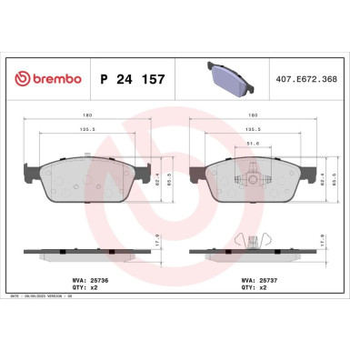 BREMBO Bremsklötze VA FORD Focus, Kuga 11 PRIME LINE P 24 157
