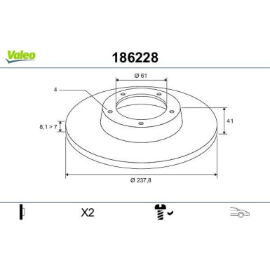 VALEO Bremsscheibe 186228
