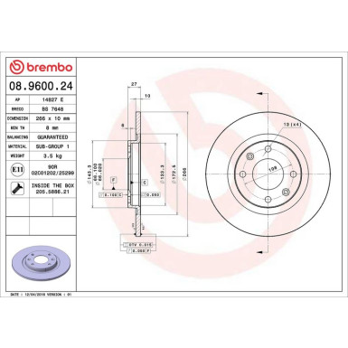 70 481 036 Bremsscheibe VA 08.9600.24 70 481 036 Bremsscheibe VA 08.9600.24