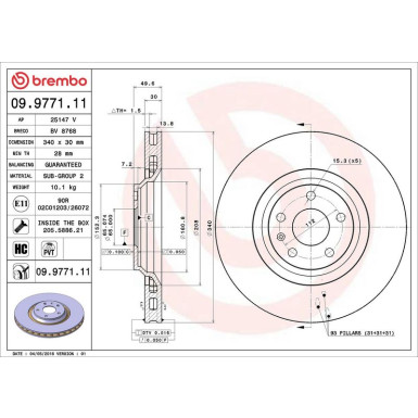 12 481 044 Bremsscheibe VA 09.9771.11 12 481 044 Bremsscheibe VA 09.9771.11