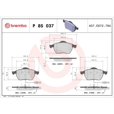 BREMBO Bremsklötze VA AUDI A4, A6 VW Passat 94-05 PRIME LINE P 85 037