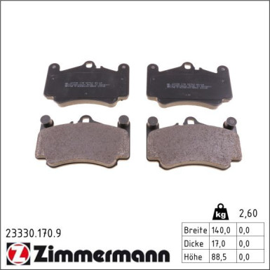 ZIMMERMANN Bremsbeläge 23330.170.9 pb:z ZIMMERMANN Bremsbeläge 23330.170.9 pb:z