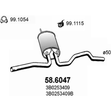 Mittelschalldämpfer VW Passat 96 58.6047