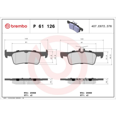 BREMBO Bremsklötze HA P 61 126 BREMBO Bremsklötze HA P 61 126