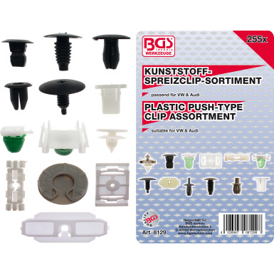 BGS Verkleidungs-Clip-Sortiment für VW Fahrzeuge 255-tlg 8129