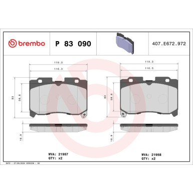 BREMBO Bremsklötze VA P 83 090