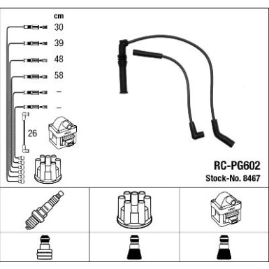 RC-PG602 NGK - Zündkabelsatz PEUGEOT 309 II 89-90 8467