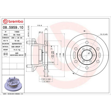 40 481 032 Bremsscheibe VA 08.5959.10 40 481 032 Bremsscheibe VA 08.5959.10