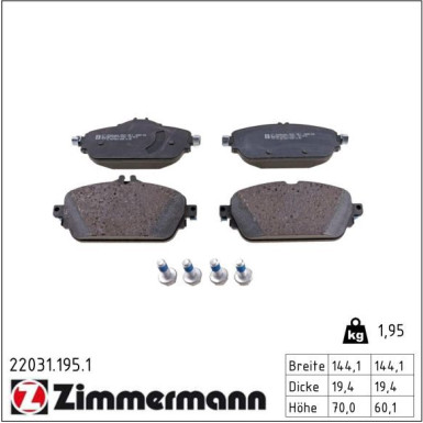 ZIMMERMANN Bremsbeläge 22031.195.1