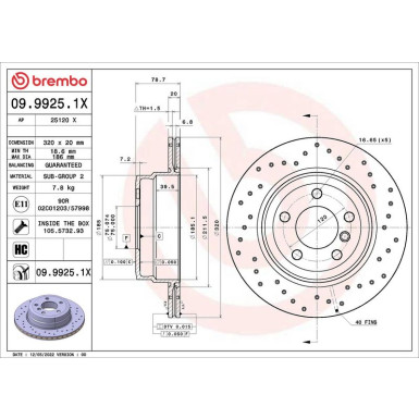 Bremsscheibe HA 09.9925.1X Bremsscheibe HA 09.9925.1X