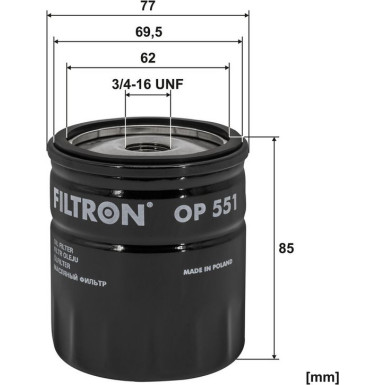 FILTRON Ölfilter OP 551 FILTRON Ölfilter OP 551
