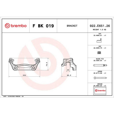 BREMBO Bremssattelhaltersatz F BK 019 BREMBO Bremssattelhaltersatz F BK 019